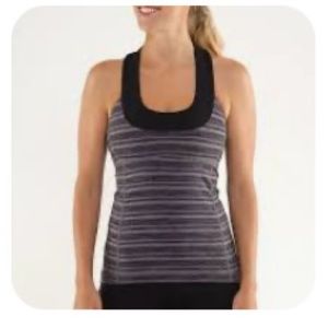Lululemon 2011 Scoop Neck Tank Black Stripes Galore  #W1544S